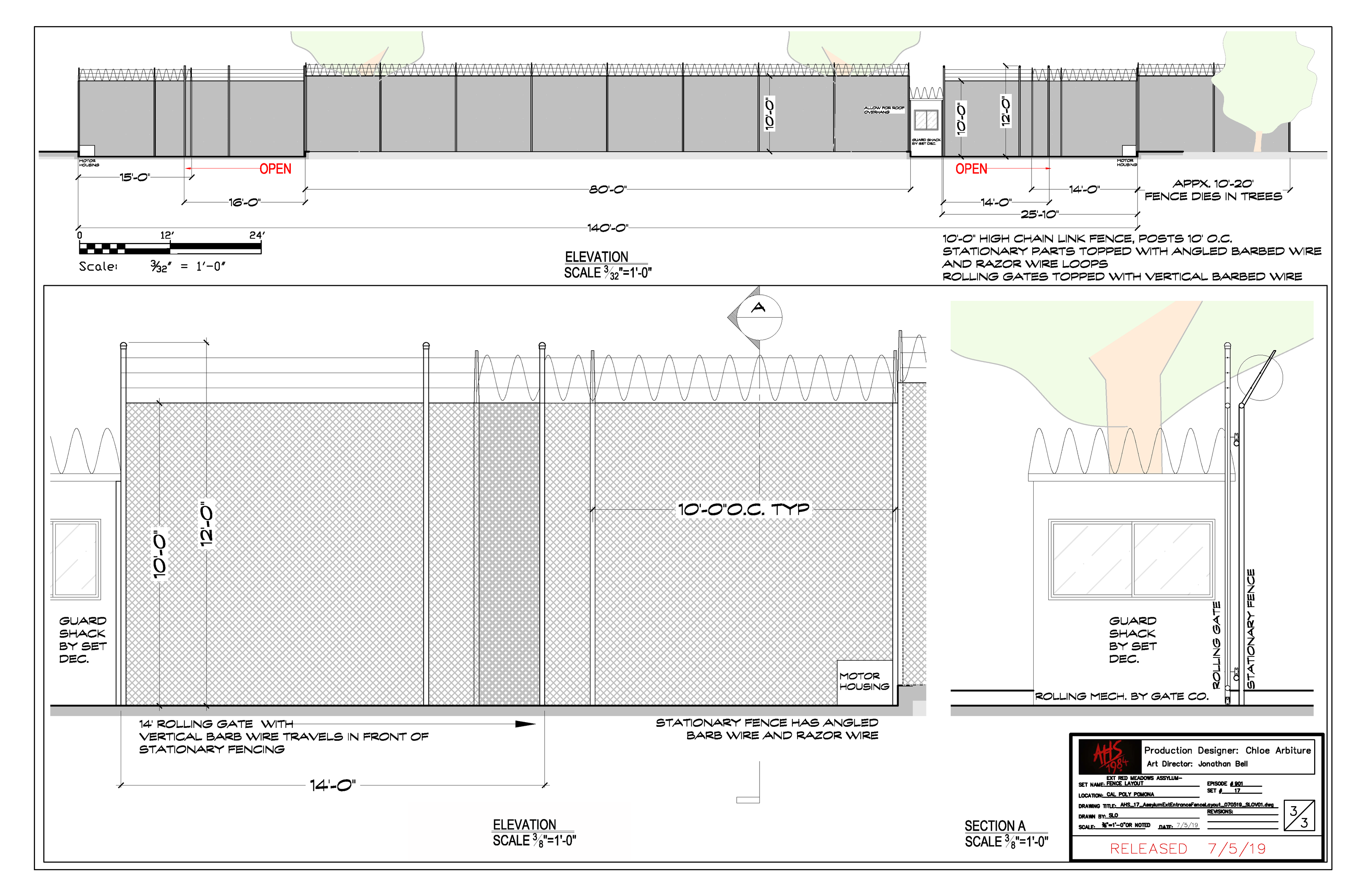 American Horror Story — Asylum Exterior Entrance Fence Elevation — Steven Light-Orr