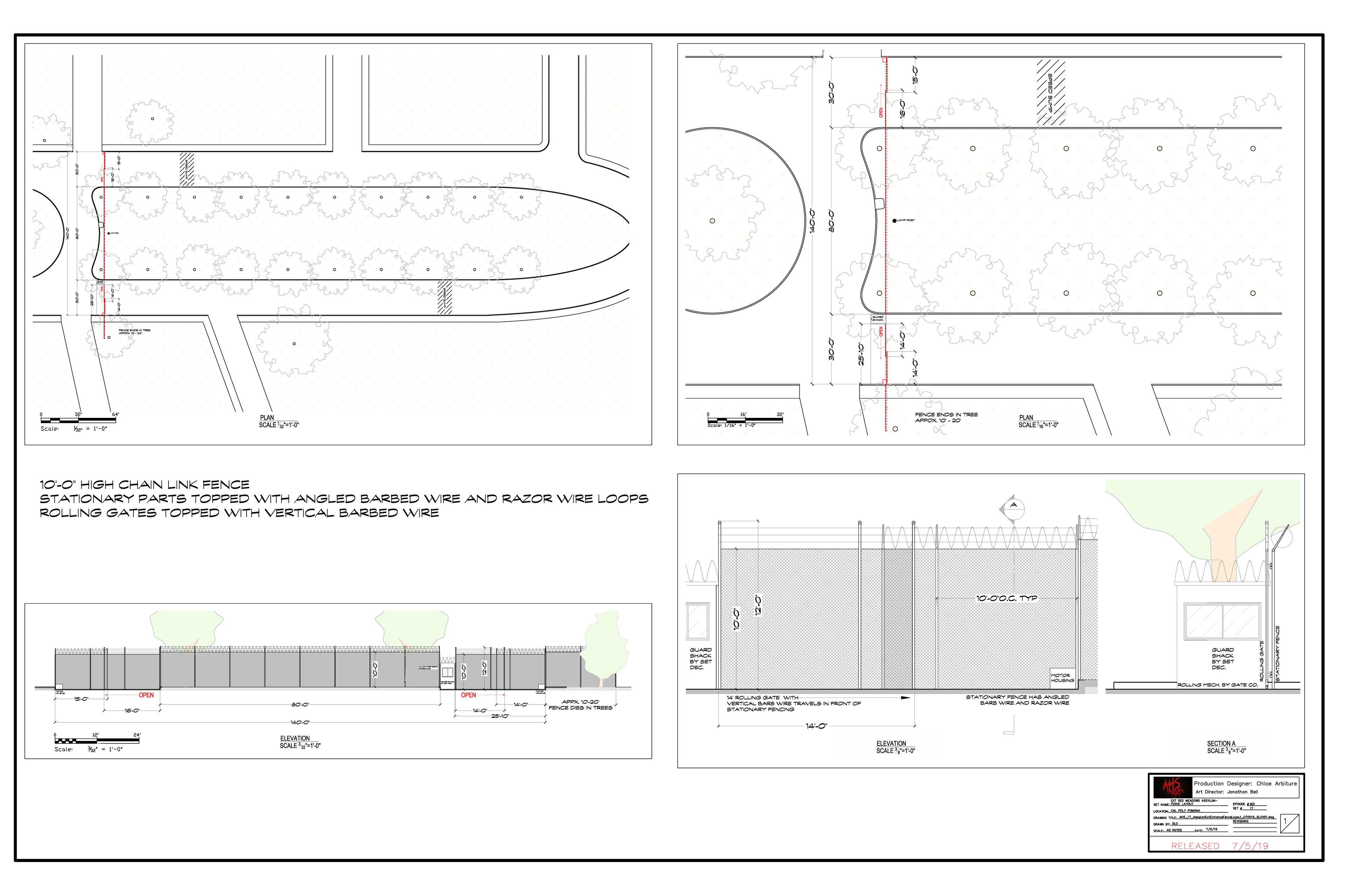 American Horror Story — Asylum Exterior Entrance Fence Layout — Steven Light-Orr