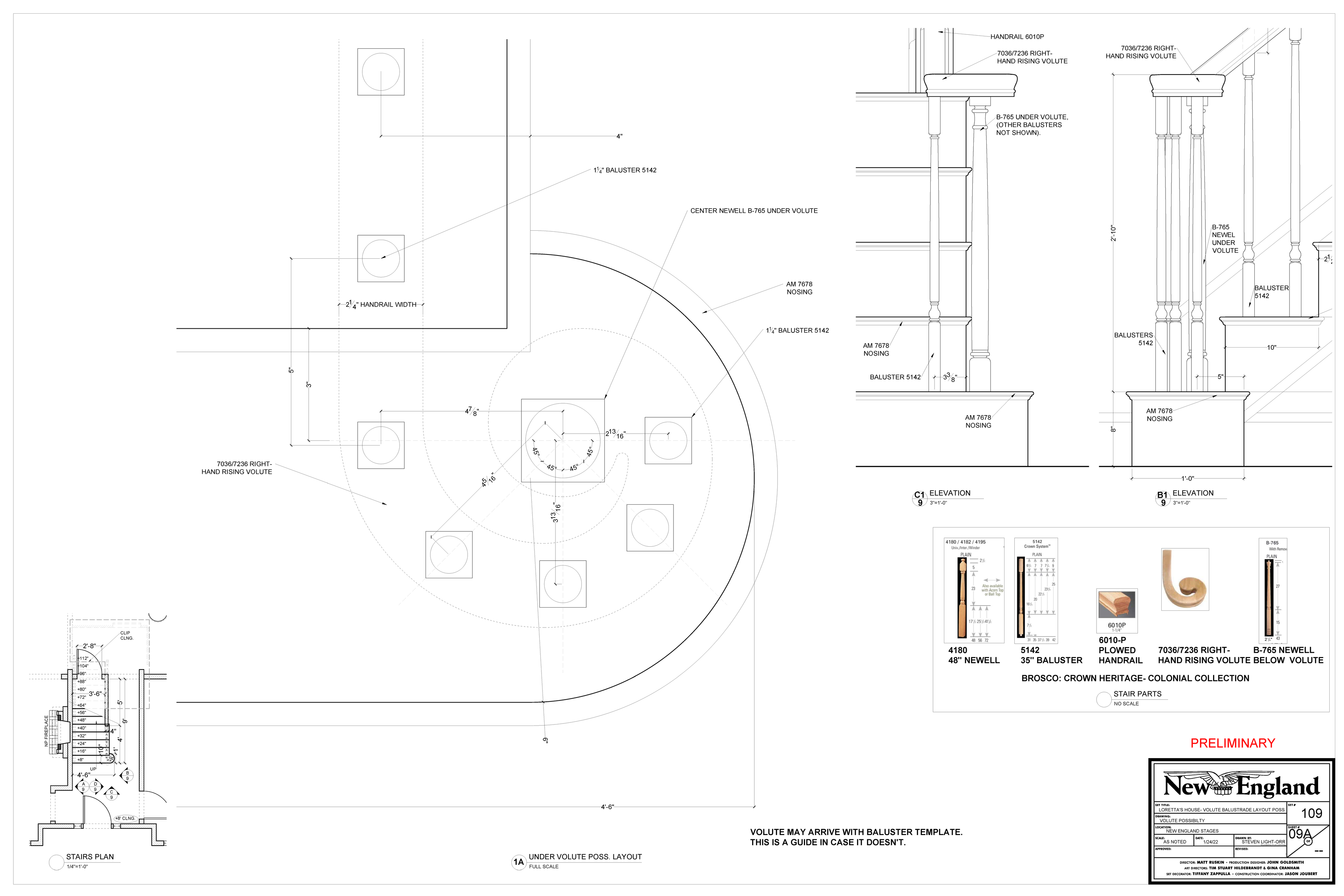 Loretta's — 1st Floor Stairs Volute Layout — Steven Light-Orr