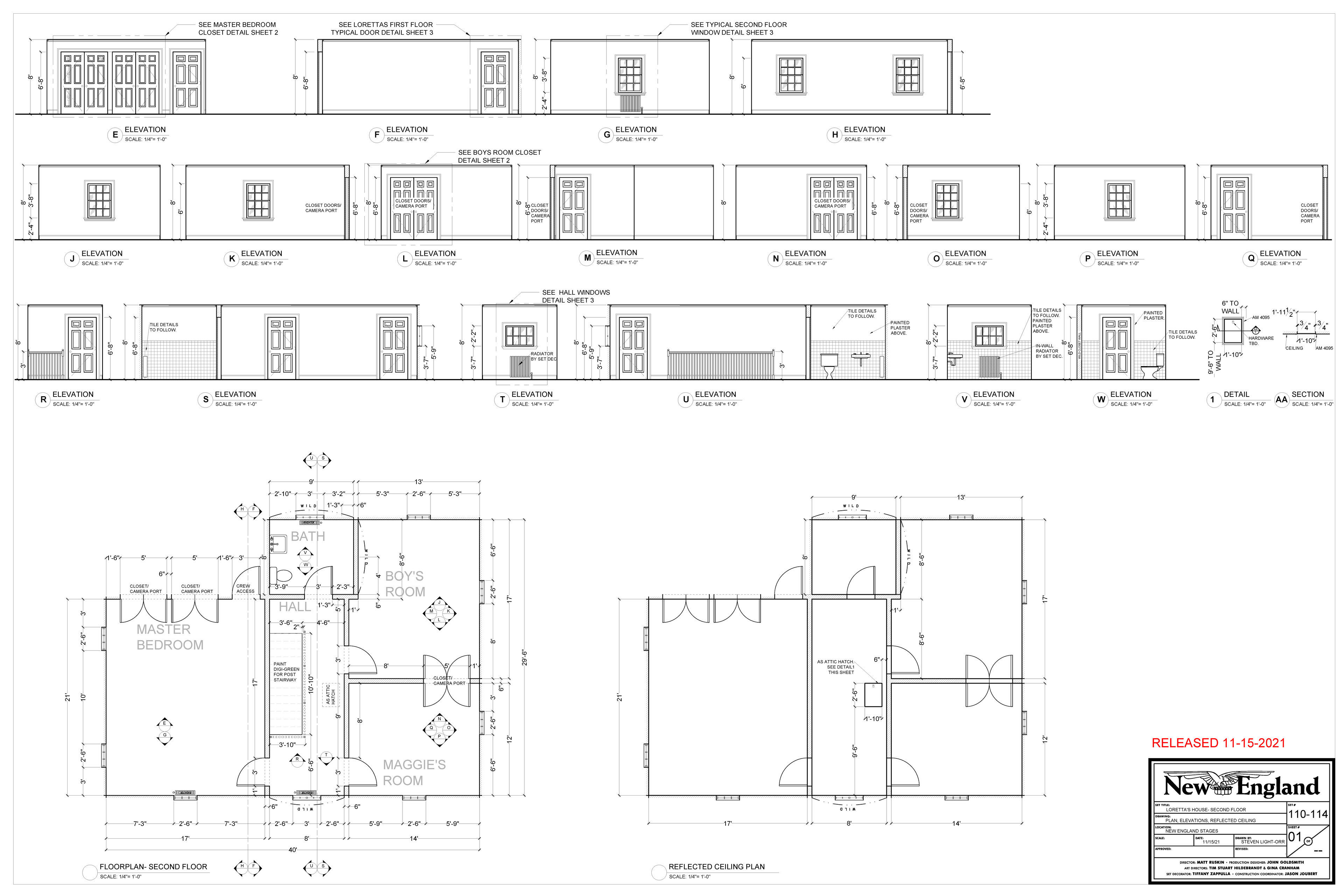 Loretta's — 2nd Floor Plan, Elevations & Ceiling — Steven Light-Orr