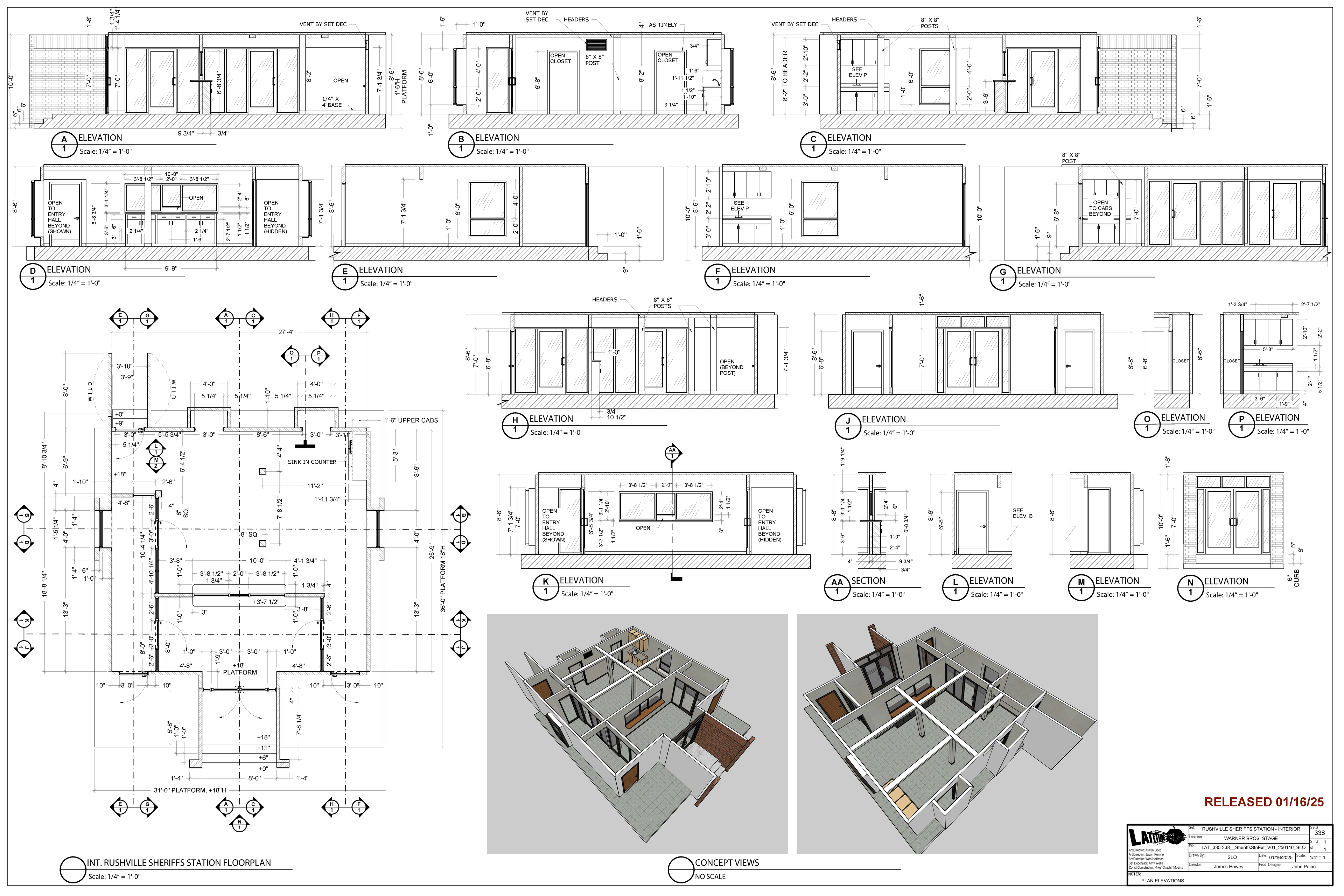 LAT 338 — Sheriff's Station Interior — Plan & Elevations Sheet 1 — Steven Light-Orr