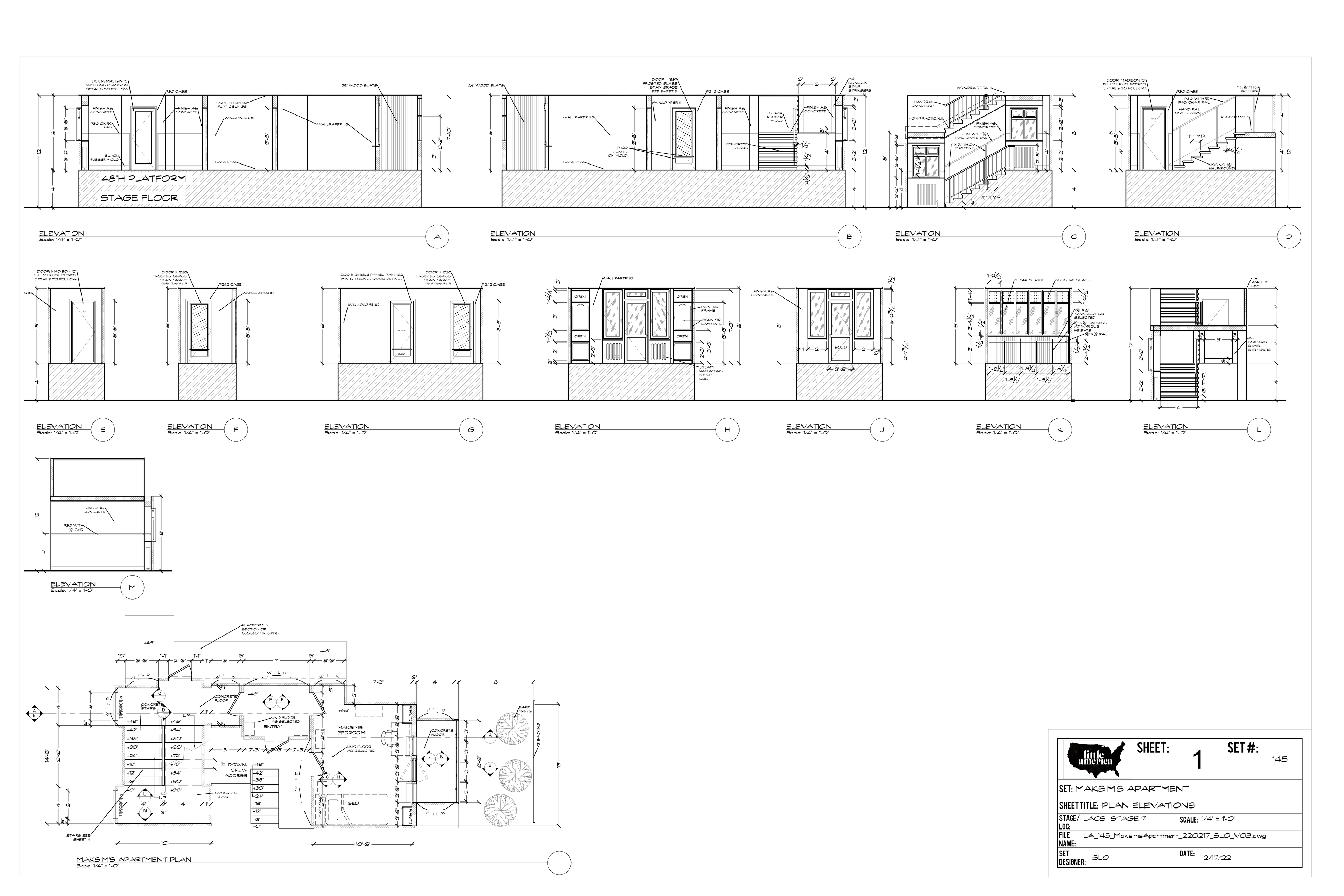 Maksim's Apartment — Sheet 1 — Plan & Elevations — Steven Light-Orr