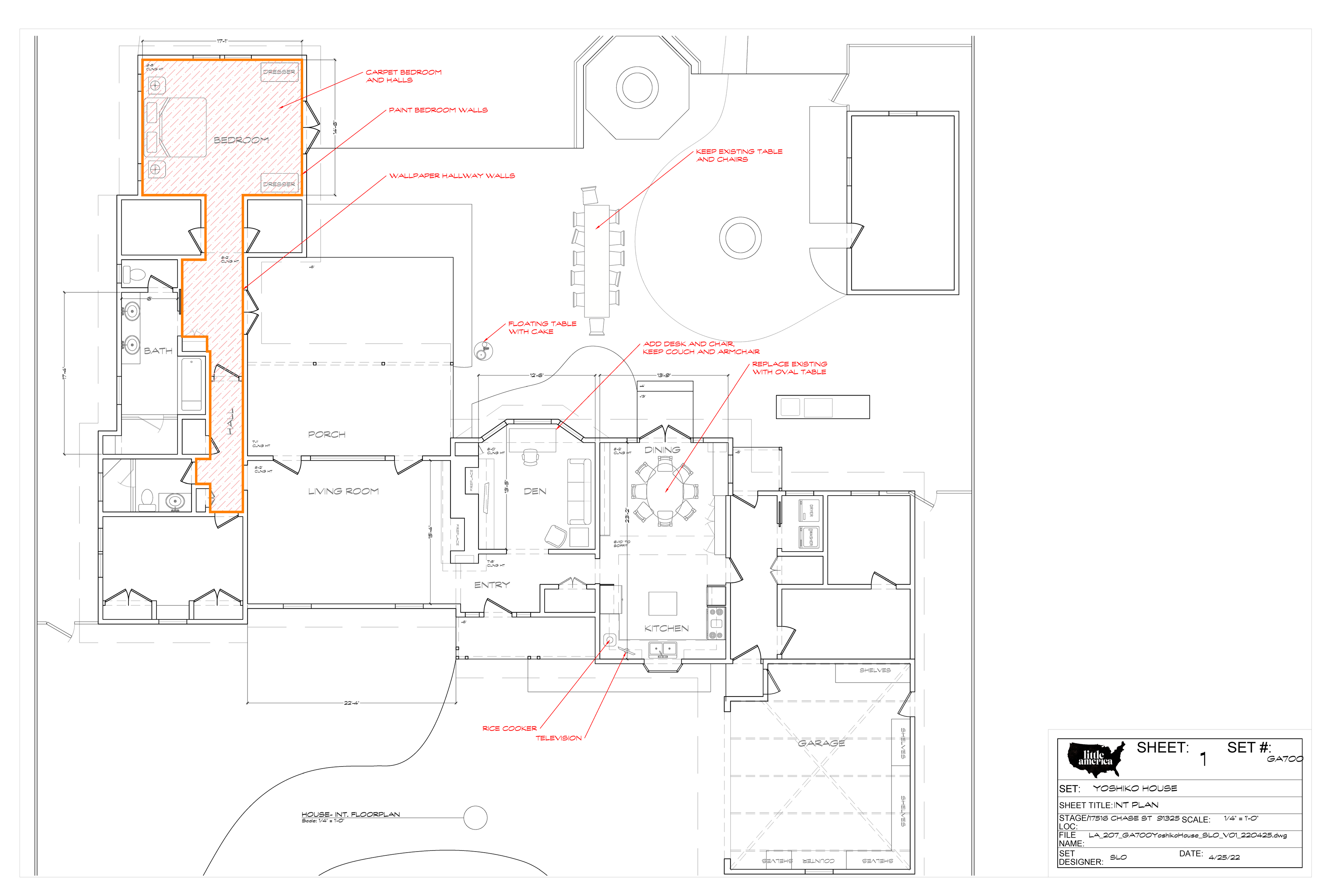 Yoshiko House — Sheet 1 — Interior Plan — Steven Light-Orr