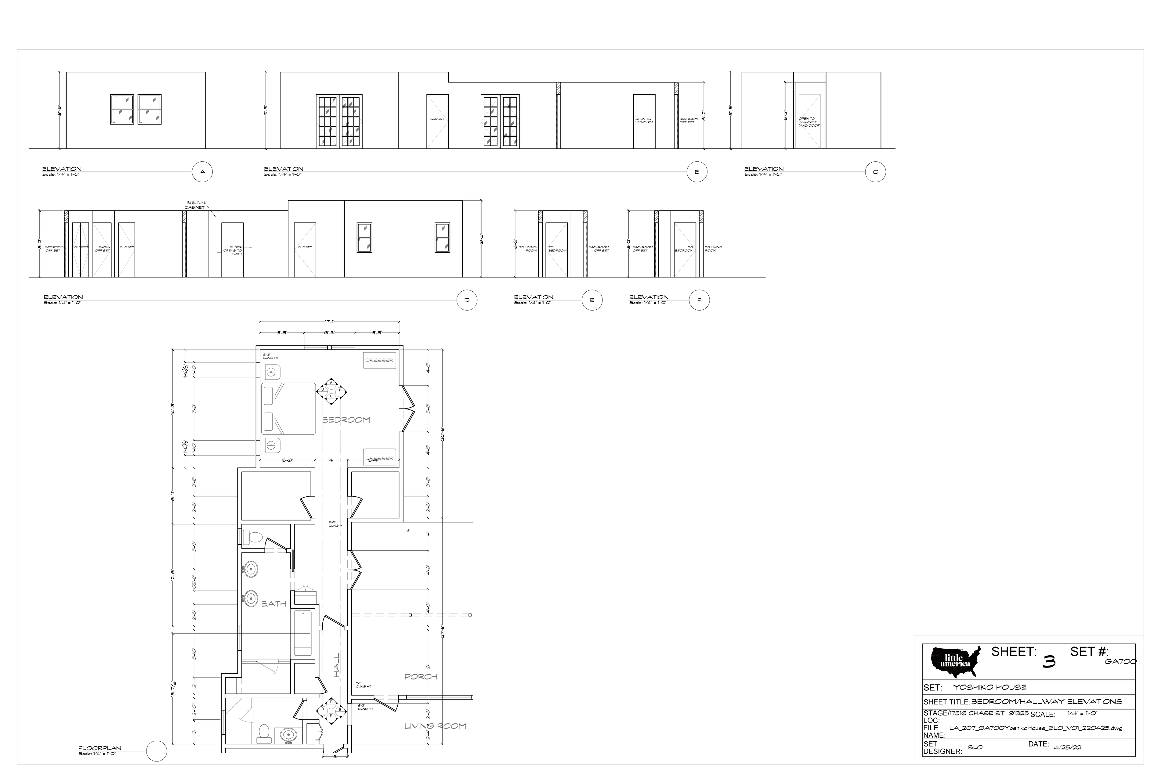 Yoshiko House — Sheet 3 — Bed & Bath Elevations — Steven Light-Orr