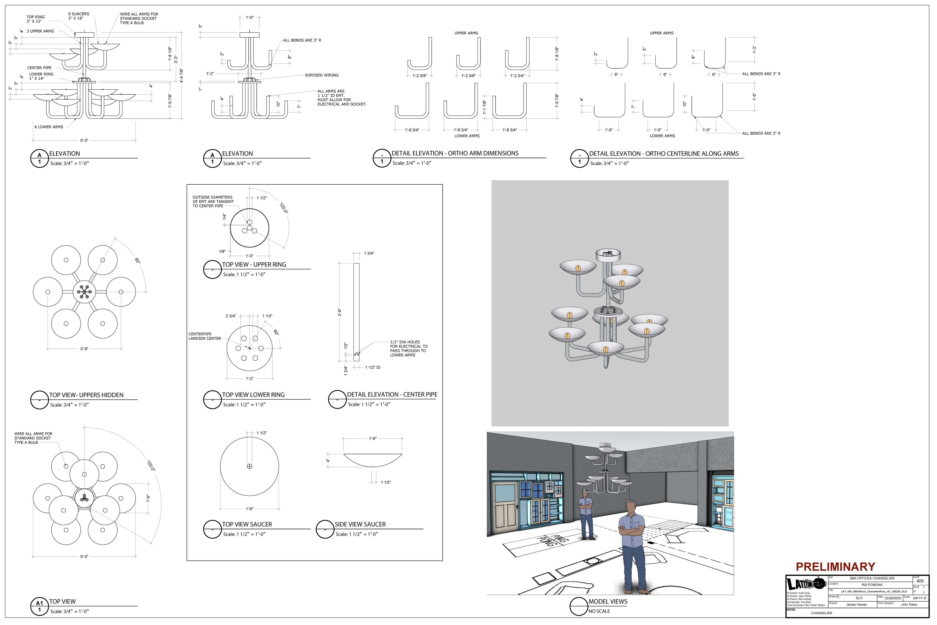 LAT 405 — SBA Offices Chandelier — Plan & Elevation — Steven Light-Orr