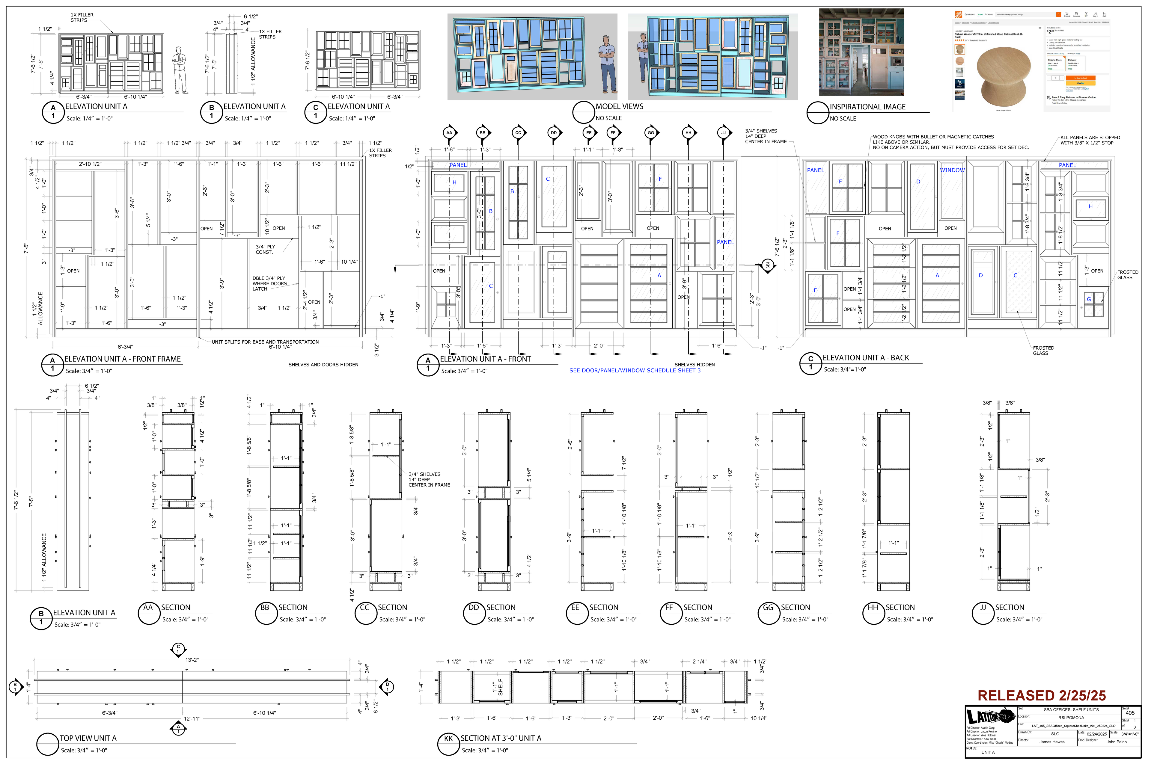 LAT 405 — SBA Offices Square Shelf Units — Sheet 1 — Steven Light-Orr