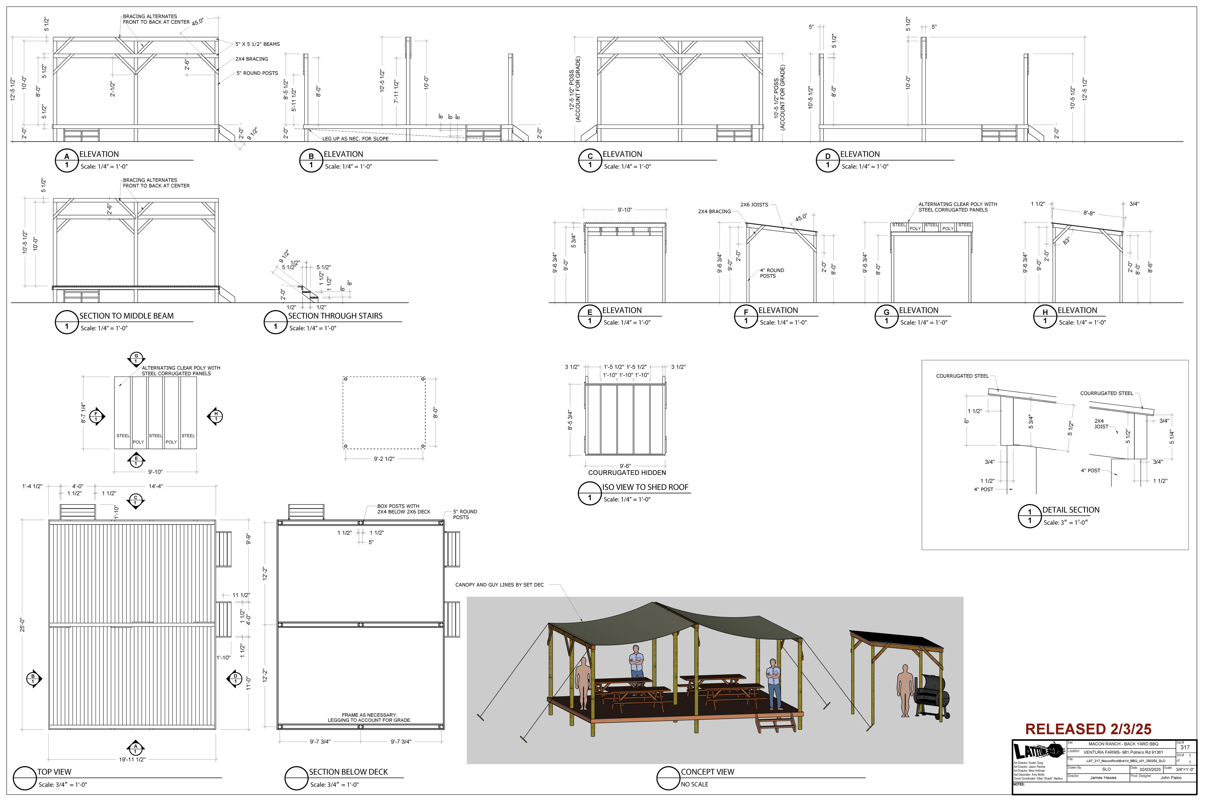 LAT 317 — Macon Ranch Backyard BBQ — Plan & Elevation — Steven Light-Orr