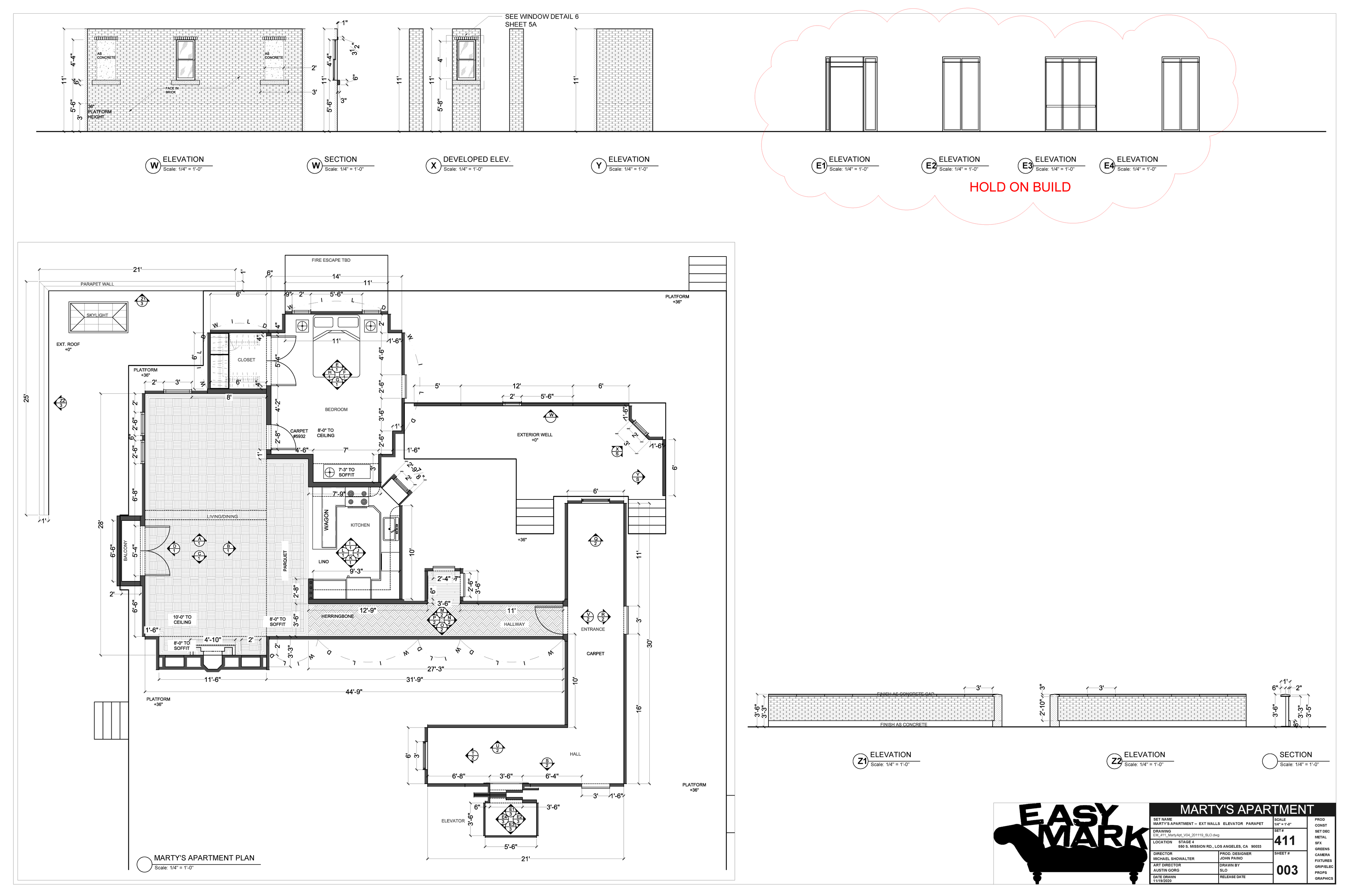 Marty Apt — Sheet 3 — Well Walls & Elevator — Steven Light-Orr