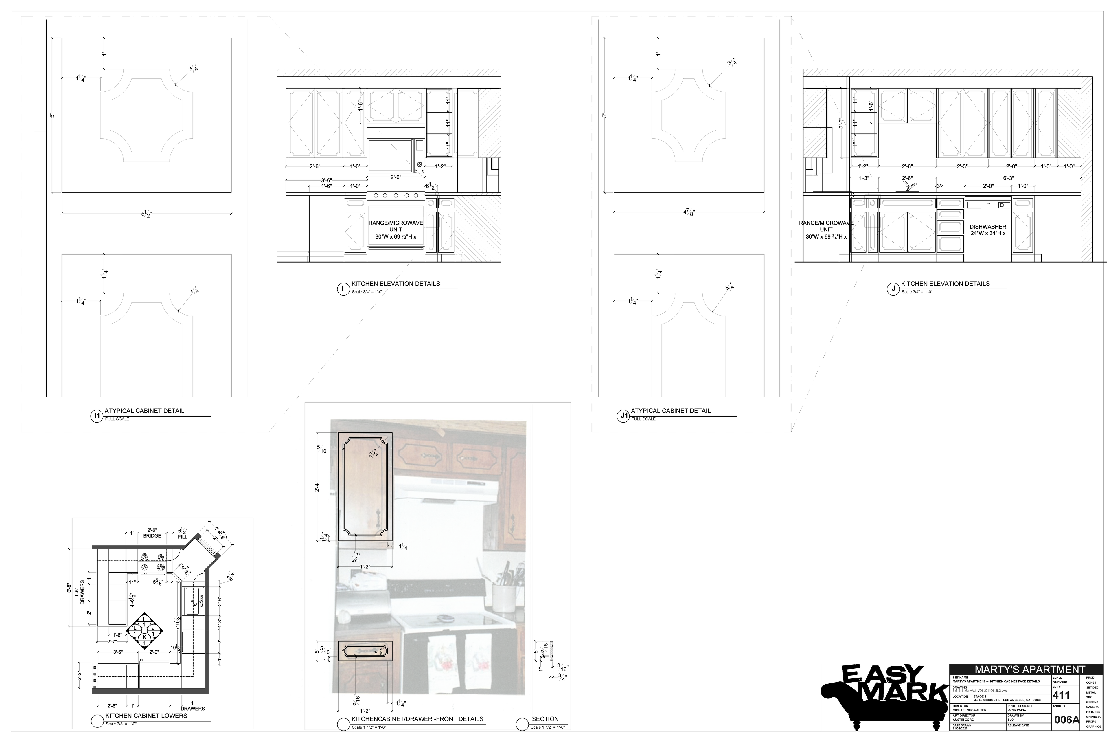 Marty Apt — Sheet 6A — Kitchen Cabinet Face Details — Steven Light-Orr
