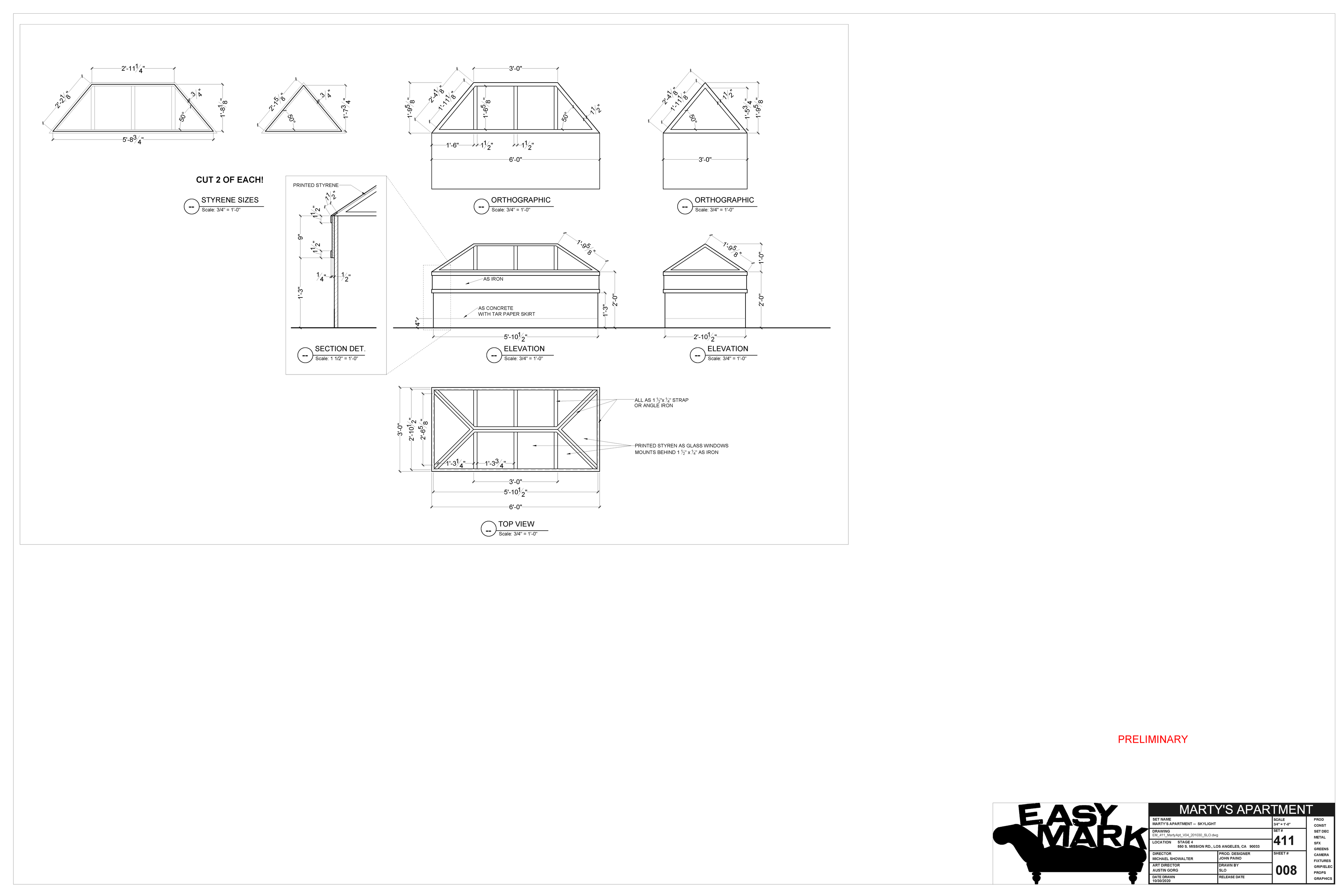 Marty Apt — Sheet 8 — Skylight Preliminary — Steven Light-Orr